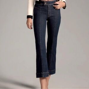 Anthropoligie Pilcro Nyhavn Mid Rise Cropped Dark Wash Jeans, Size 29 Petite